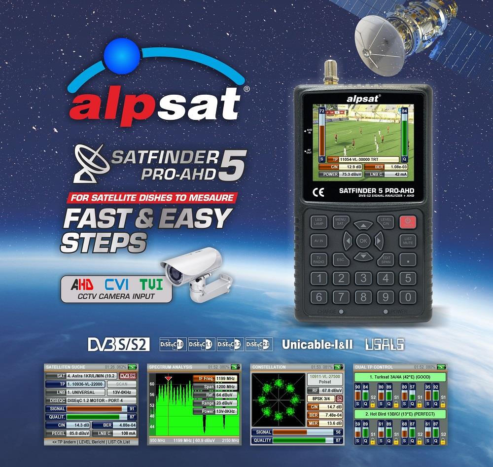 Alpsat SATFINDER 5 PRO+AHD / AS05-PRO+AHD Uydu Sinyal Ölçüm Cihazı Alpsat SATFINDER 5 PRO+AHD / AS05-PRO+AHD Uydu Sinyal Ölçüm Cihazı