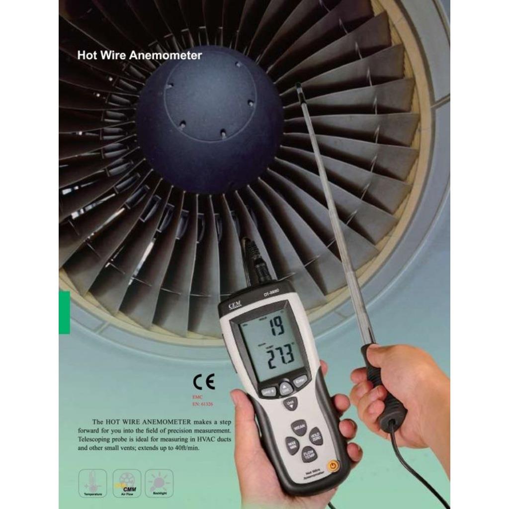 CEM DT 8880 Dijital Anemometre Rüzgar Hızı Ölçer Teleskopik Proplu