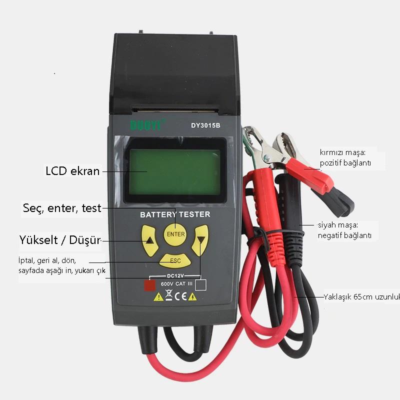 DUOYI DY3015B Termal Yazıcılı Otomotiv Akü Sistemi Test Cihazı 12V