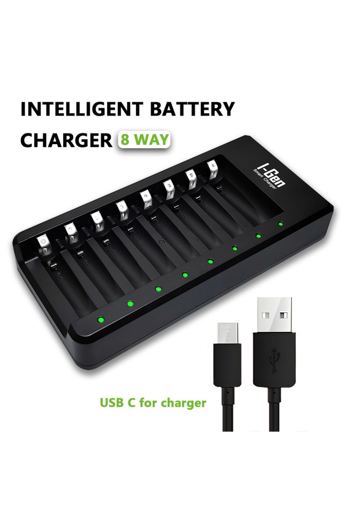 I-Gen G827 8`li Pil Şarj Aleti + 8 Adet AA 2700 mAh Şarj Edilebilir AA Şarjlı Kalem Pilli Set 1.2V Ni-MH I-Gen G827 8`li Pil Şarj Aleti + 8 Adet AA 2700 mAh Şarj Edilebilir AA Şarjlı Kalem Pilli Set 1.2V Ni-MH