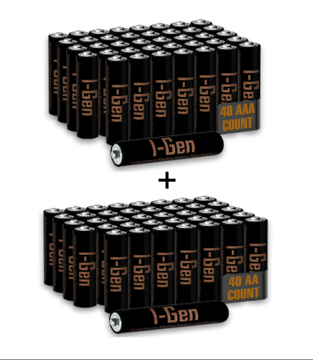 I-Gen A173 80`li Paket Ultra Alkalin Pil 40 Adet LR03 1.5V AAA İnce Kalem Pil + 40 Adet LR6 1.5V AA Kalem Pil I-Gen A173 80`li Paket Ultra Alkalin Pil 40 Adet LR03 1.5V AAA İnce Kalem Pil + 40 Adet LR6 1.5V AA Kalem Pil