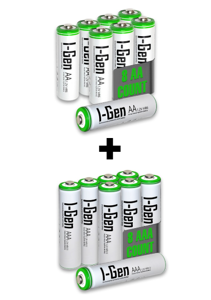 I-Gen B182 16`lı Paket Şarjlı Pil 8 Adet AA 2700 mAh Şarjlı Kalem Pil + 8 Adet AAA 900 mAh Şarjlı İnce Kalem Pil 1.2V NI-MH I-Gen B182 16`lı Paket Şarjlı Pil 8 Adet AA 2700 mAh Şarjlı Kalem Pil + 8 Adet AAA 900 mAh Şarjlı İnce Kalem Pil 1.2V NI-MH
