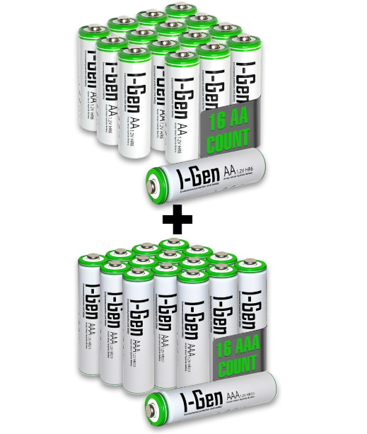 I-GEN B183 32`li Paket Şarjlı Pil 16 Adet AA 2700 MAH ŞARJLI KALEM PİL + 16 ADET AAA 900 MAH ŞARJLI İNCE KALEM PİL 1.2V NI-MH I-GEN B183 32`li Paket Şarjlı Pil 16 Adet AA 2700 MAH ŞARJLI KALEM PİL + 16 ADET AAA 900 MAH ŞARJLI İNCE KALEM PİL 1.2V NI-MH