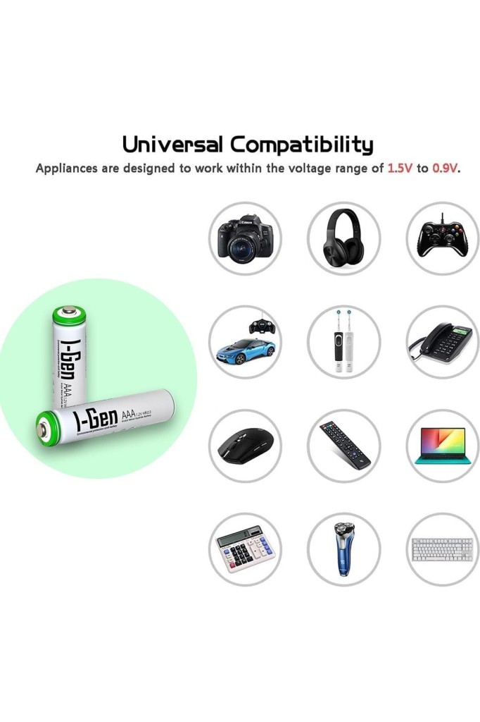 I-Gen B109 8 Adet AAA 900 Mah Şarj Edilebilir İnce Kalem Pil 1.2V Ni-MH Şarjlı Pil I-Gen B109 8 Adet AAA 900 Mah Şarj Edilebilir İnce Kalem Pil 1.2V Ni-MH Şarjlı Pil