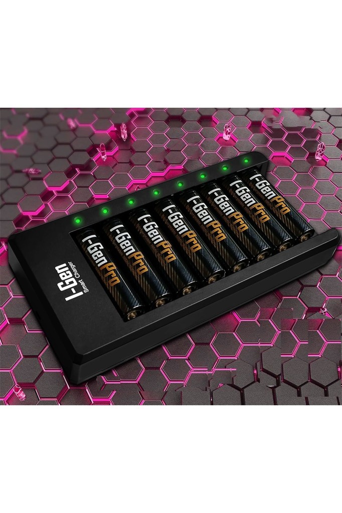 I-Gen G829 8`li Pil Şarj Aleti + 8 Adet AA Pro 2950 mAh Şarj Edilebilir AA Şarjlı Kalem Pilli Set 1.2V Ni-MH I-Gen G829 8`li Pil Şarj Aleti + 8 Adet AA Pro 2950 mAh Şarj Edilebilir AA Şarjlı Kalem Pilli Set 1.2V Ni-MH