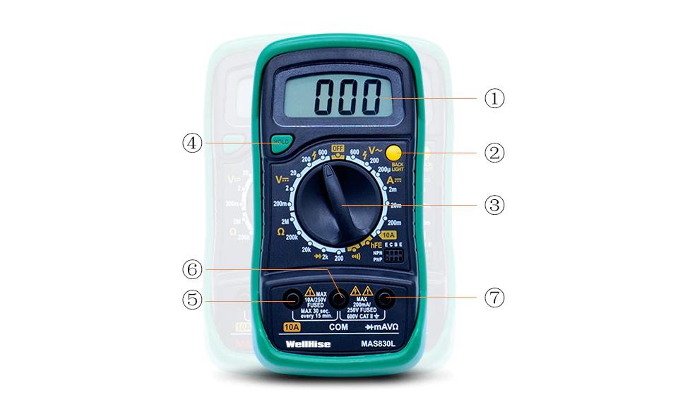 WellHise MAS 830L Dijital Multimetre Ölçü Aleti