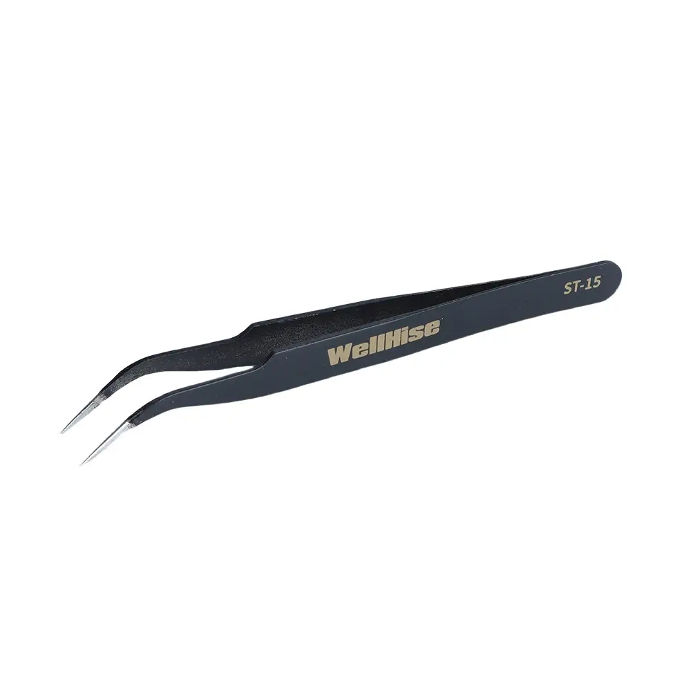 WellHise ST-15 AntiStatik Eğri Uç Tweezers Cımbız
