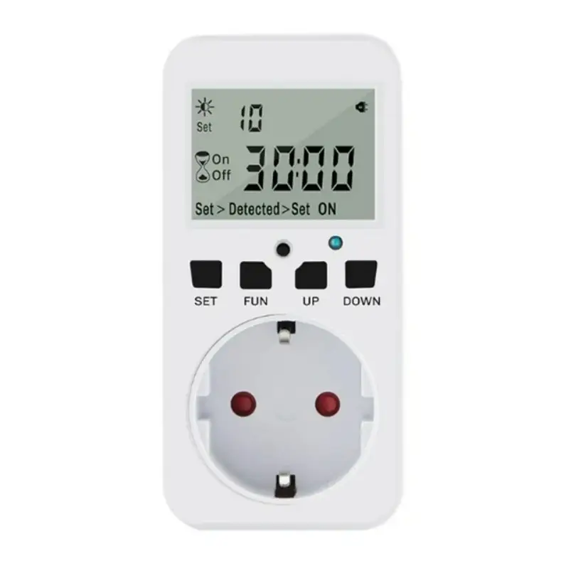WellHise TM08 Hassasiyet Ayarlı Fotoselli Priz - Geri Sayımlı Işık Sensörü 16A/3680W
