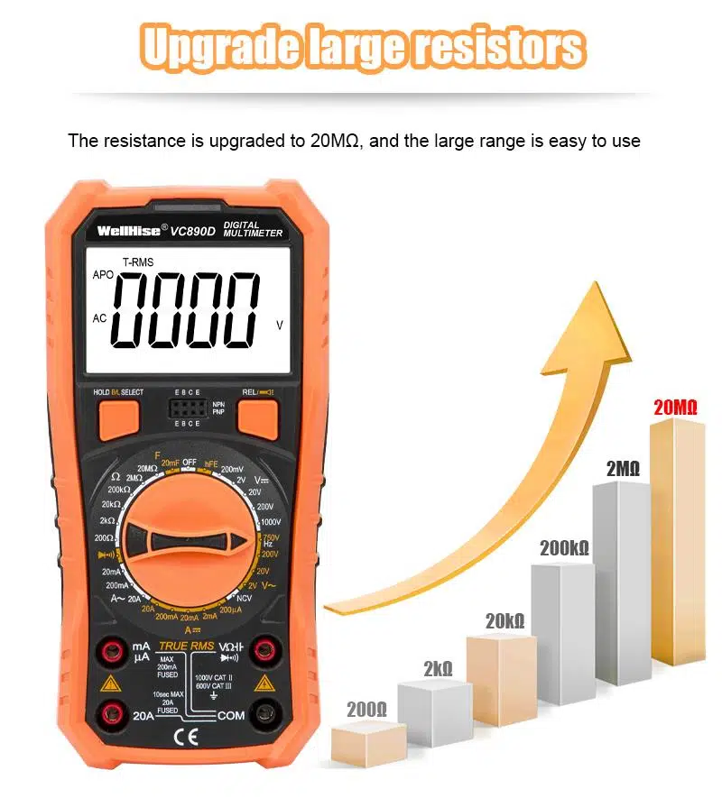 WellHise VC890D Ölçü Aleti Multimetre Avometre NVC Işıklı Ekran El Feneri True RMS WellHise VC890D Ölçü Aleti Multimetre Avometre NVC Işıklı Ekran El Feneri True RMS