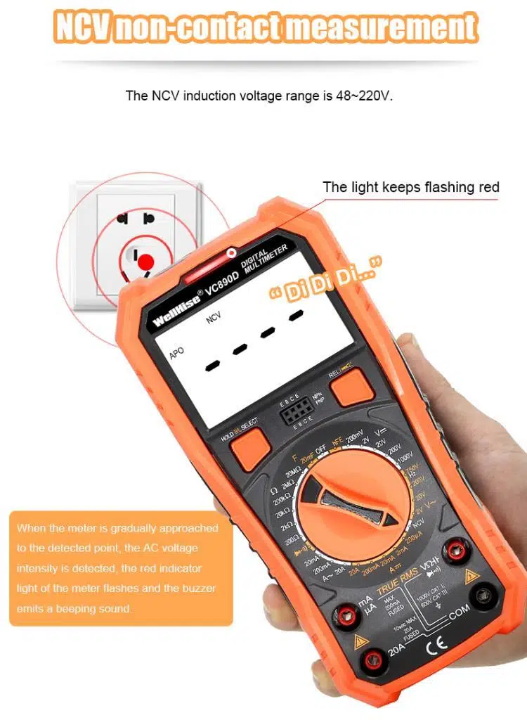 WellHise VC890D Ölçü Aleti Multimetre Avometre NVC Işıklı Ekran El Feneri True RMS WellHise VC890D Ölçü Aleti Multimetre Avometre NVC Işıklı Ekran El Feneri True RMS